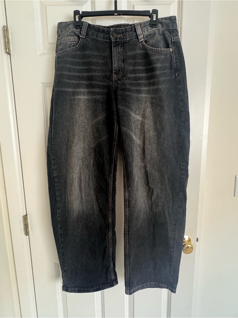 Bershka Women's Washed Black Boyfriend Jeans